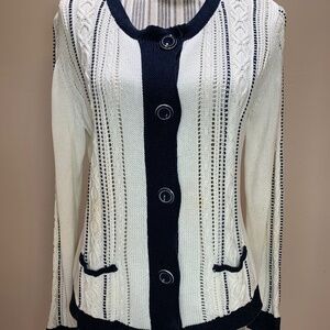 Talbots Cream an Navy Sweater